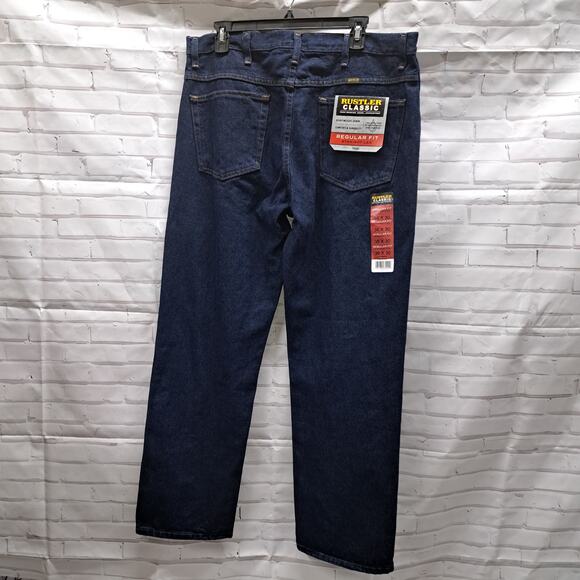 NWT Rustler Classic Men's Heavy Dark Denim Jeans Regular Fit  Straight Leg 36x30 - Picture 2 of 7